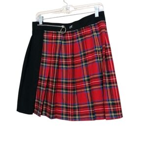 LTT Love Too True Dolls Kill Red Black Plaid Colorblock Mini Skirt